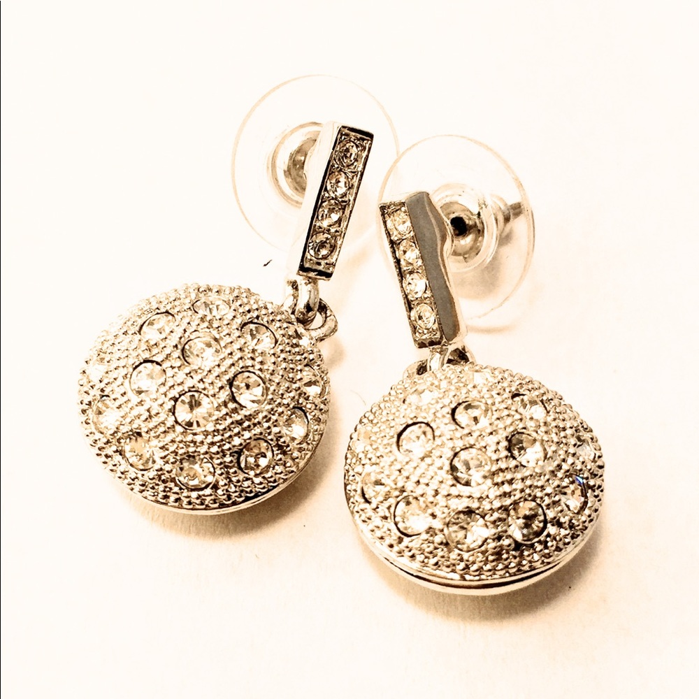 Rhinestone Silver Dangle Earrings